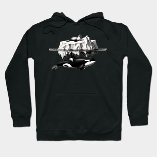 Icy Pursuit: Orca and Seal in Nature's Dance Hoodie